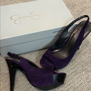 Jessica Simpson Deep Purple Slingback Suede Heels